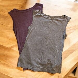 Eddie Bauer Gray and Purple Tank Tops Sz M